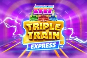 Tampilan visual futuristik dari slot Triple Train Express dengan nuansa neon.