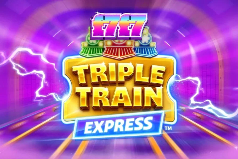 Tampilan visual futuristik dari slot Triple Train Express dengan nuansa neon.